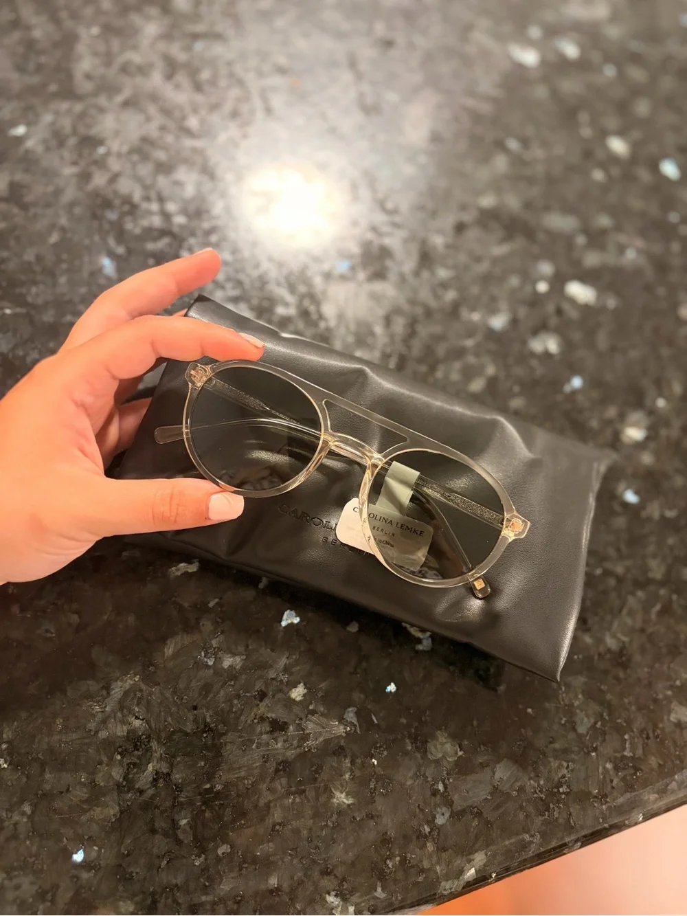 Carolina Lemke Clear Frame Round Sunglasses